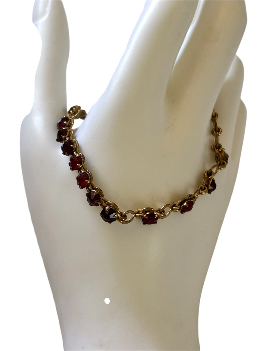 Gold Garnet Bracelet - Picture 3 of 4